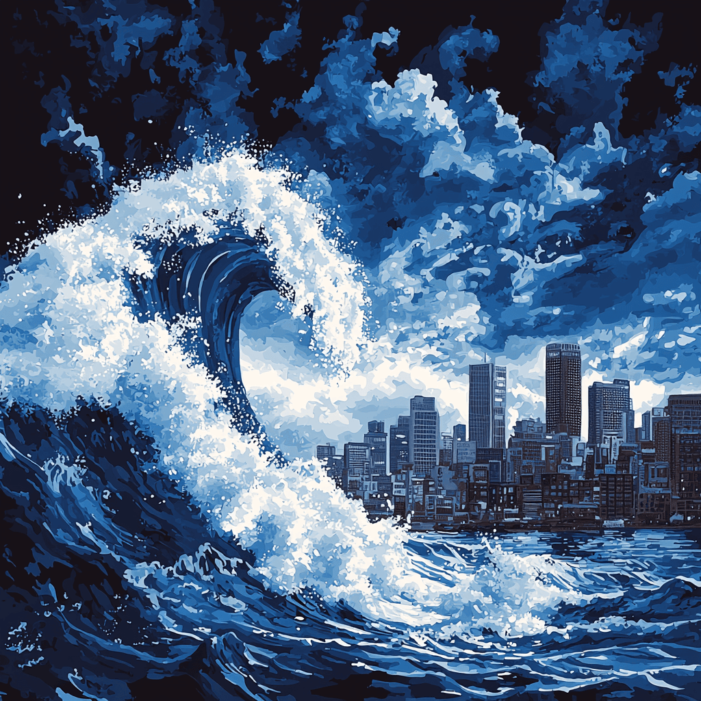 Katsushika Hokusai Inspired The Great Wave Skyline Paint By Numbers