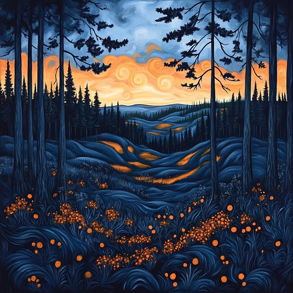 Edvard Munch Inspired Liminal Pine Expanse painting number kit