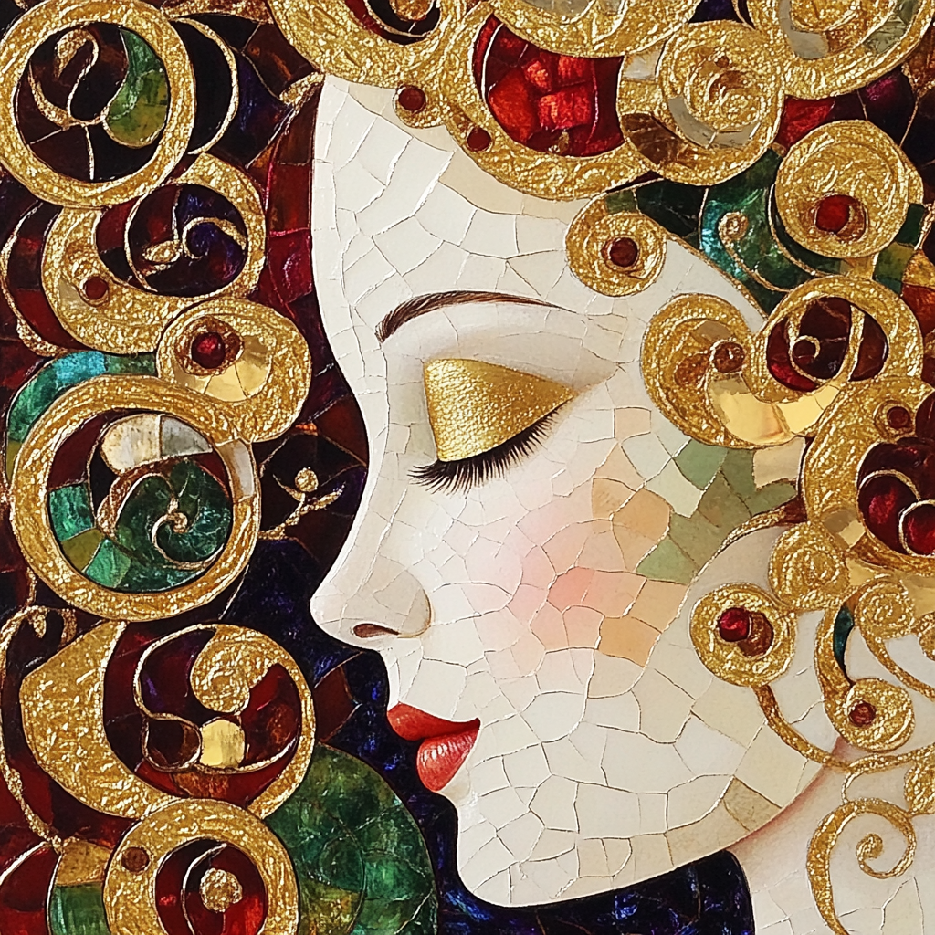Gustav Klimt Inspired Floral Portrait Numbered painting kits