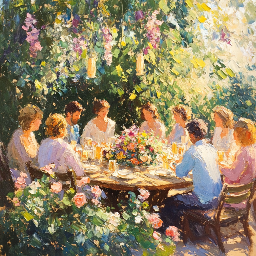 Auguste Renoir Inspired Garden Brunch paint by color