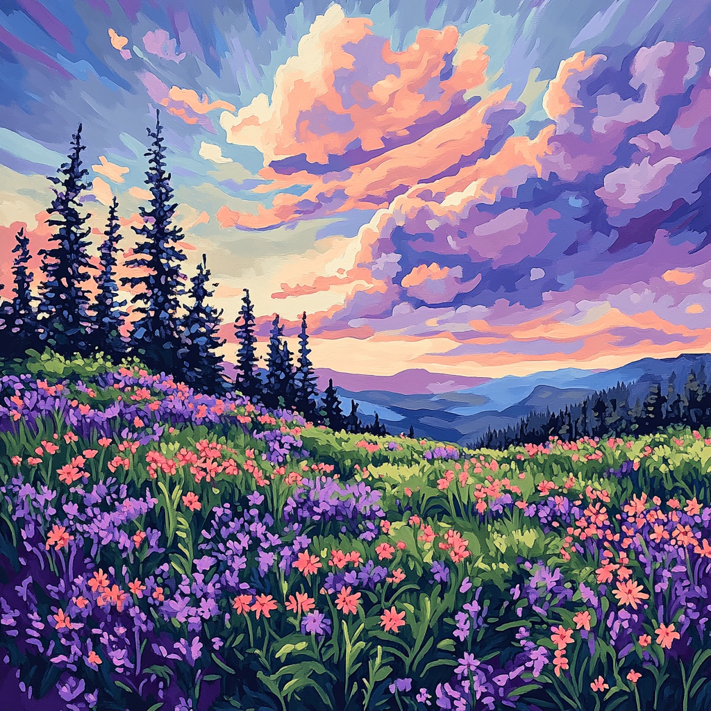 J. E. H. MacDonald Inspired Meadow Chorus With Layered Skies paint by number