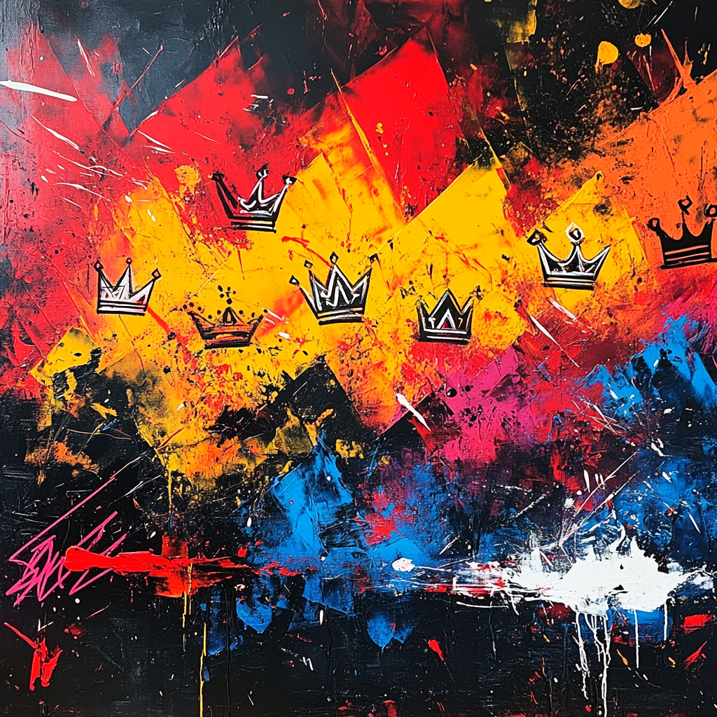 Jean-Michel Basquiat Inspired Cosmic Struggle paint by color