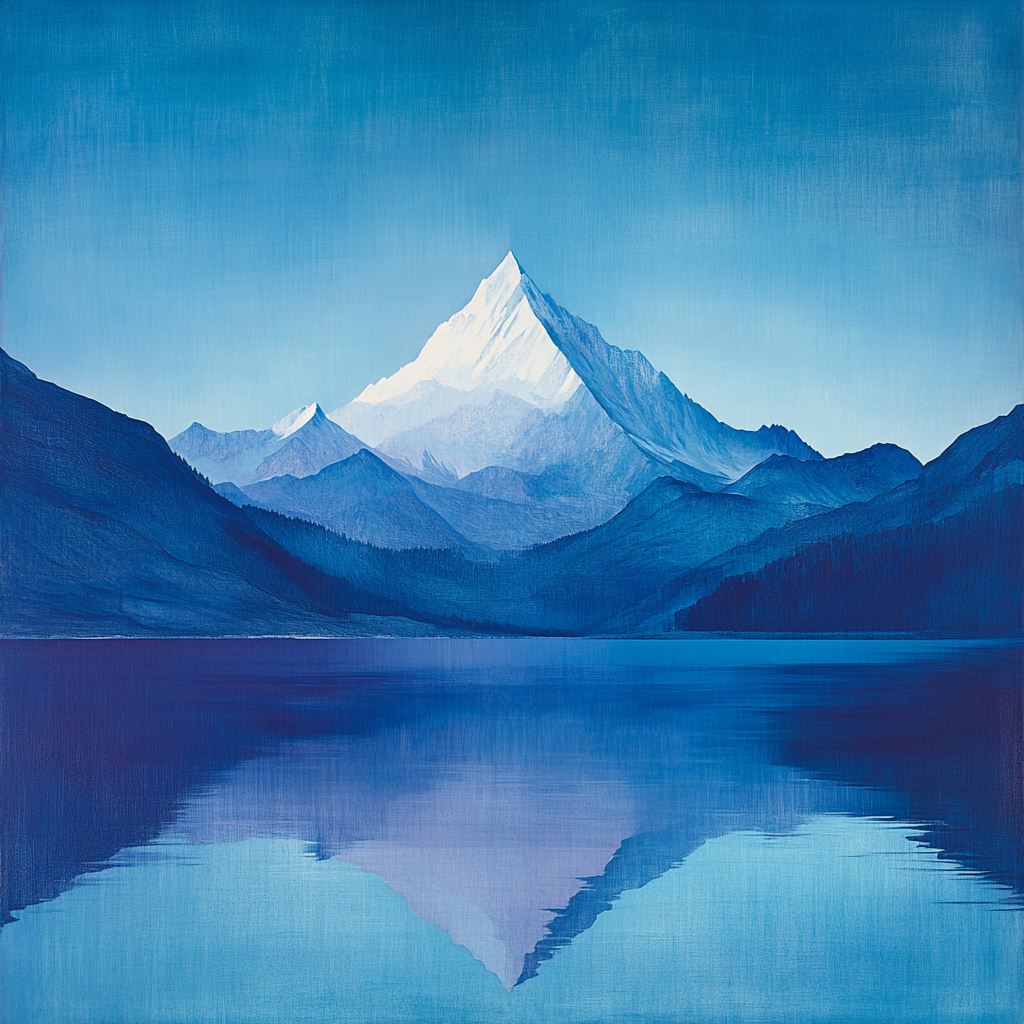 Lawren Harris Inspired Snowcapped Mountain Under Clear Sky paint by number