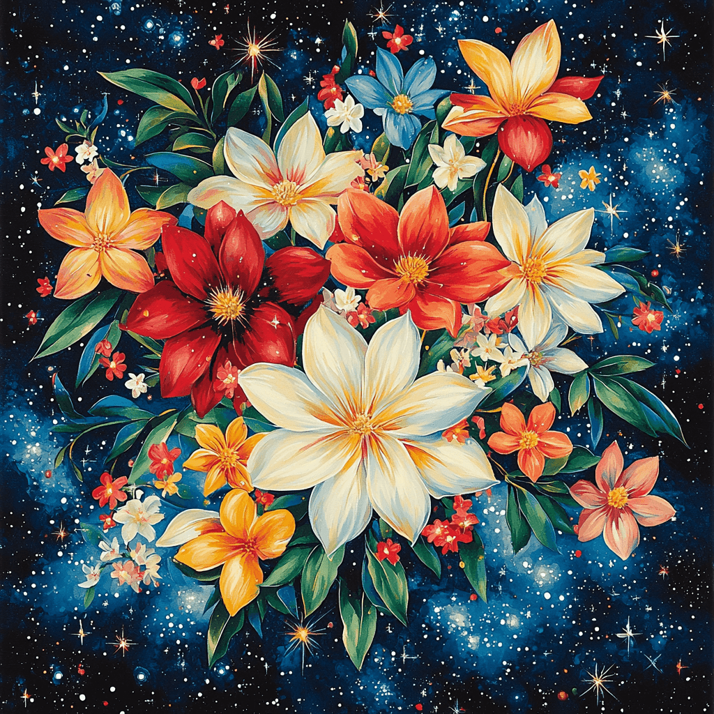 Georgia O'Keeffe Inspired Galactic Floral Symphony Painting By Numbers Kit