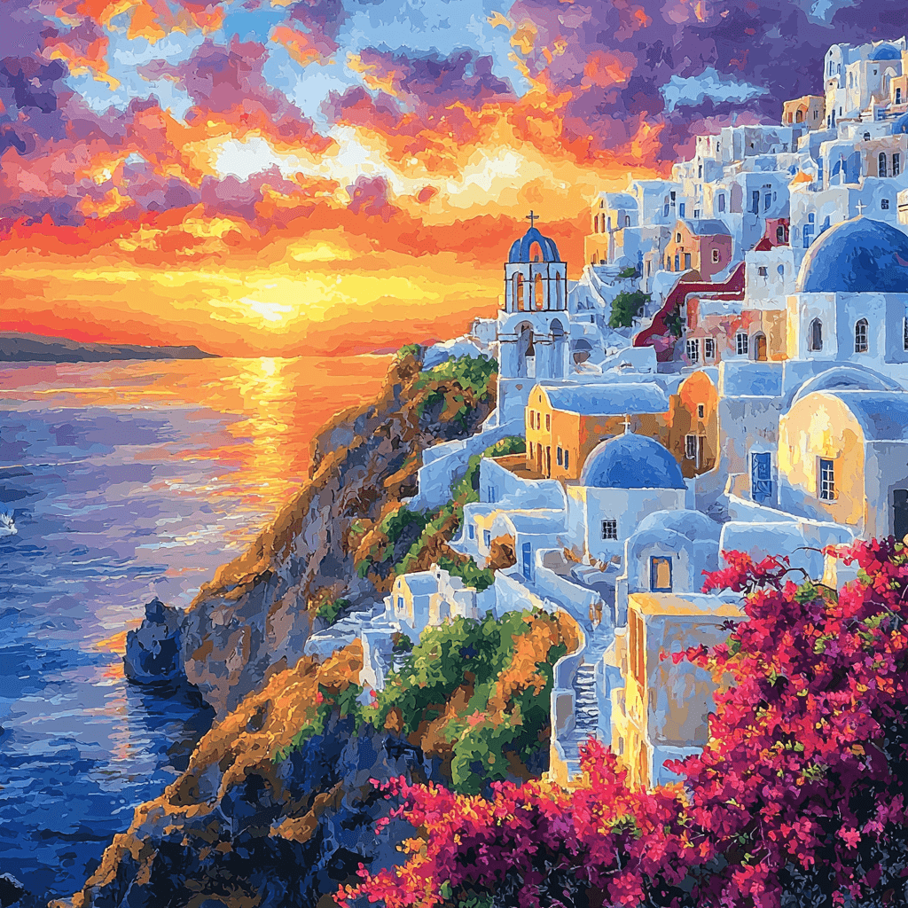 Santorini - Greece Number Painting