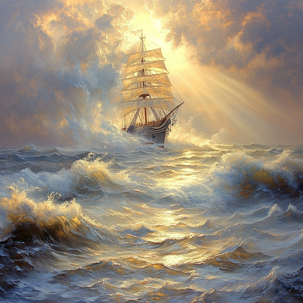 Turner Inspired Ship In Storm paint by number