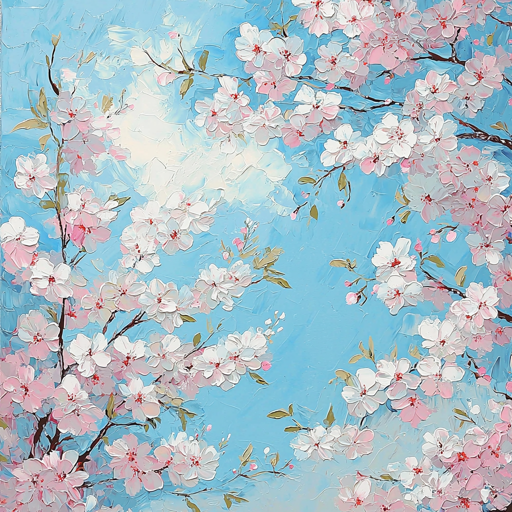 Traditional Japanese Art Inspired Blossoming Sakura Trees Numbered Painting Kits