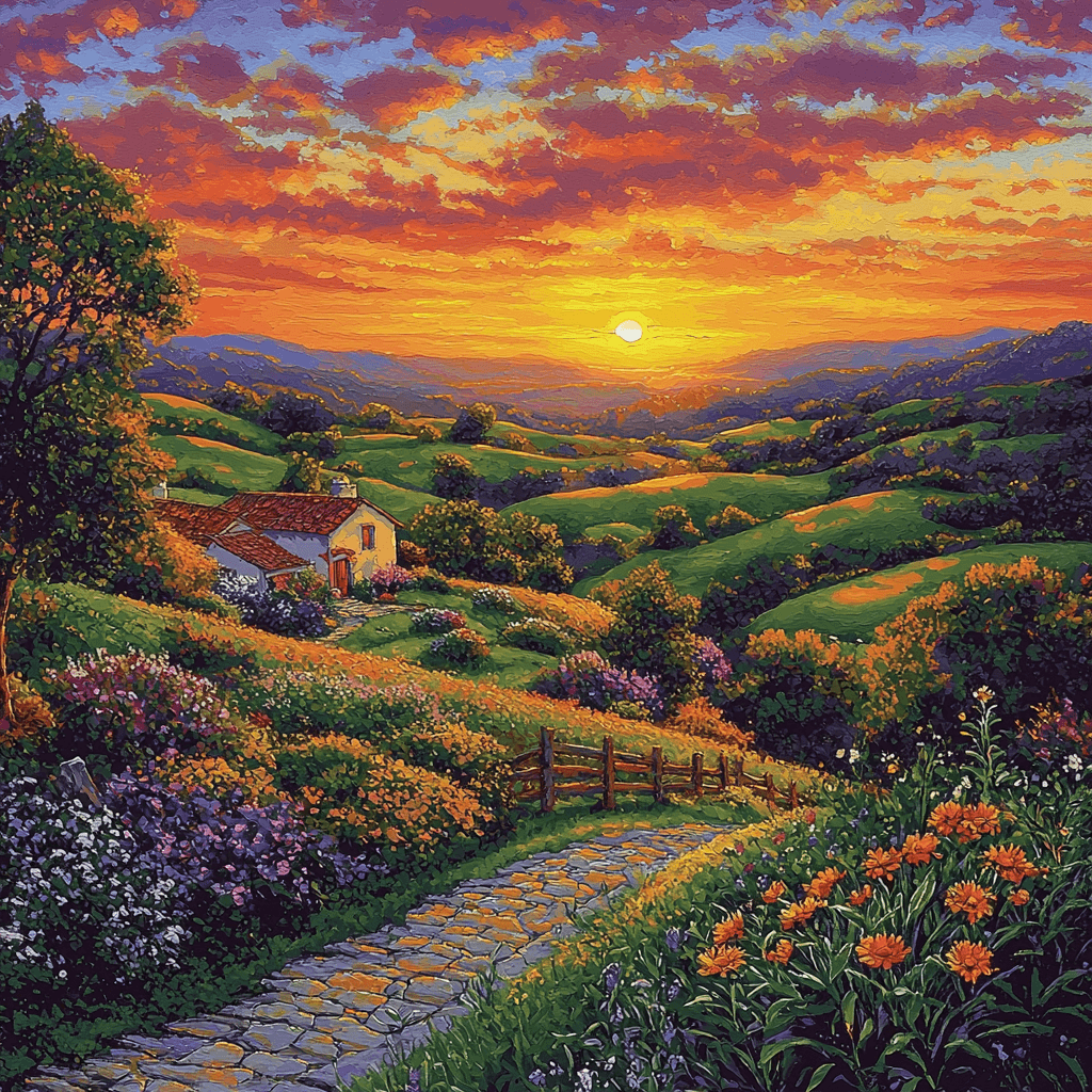 Thomas Kinkade Inspired Melody Of The Sky DIY Paint By Numbers