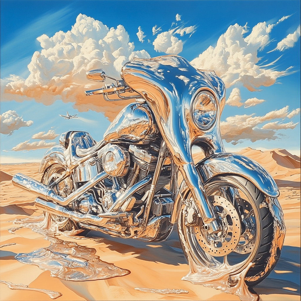 Salvador Dali Inspired Melting Motorcycle painting number kit