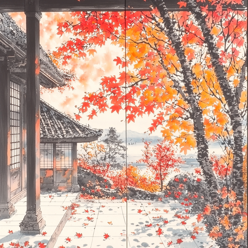 Utagawa Hiroshige Inspired Dance Of The Autumn Leaves Painting Number Kit