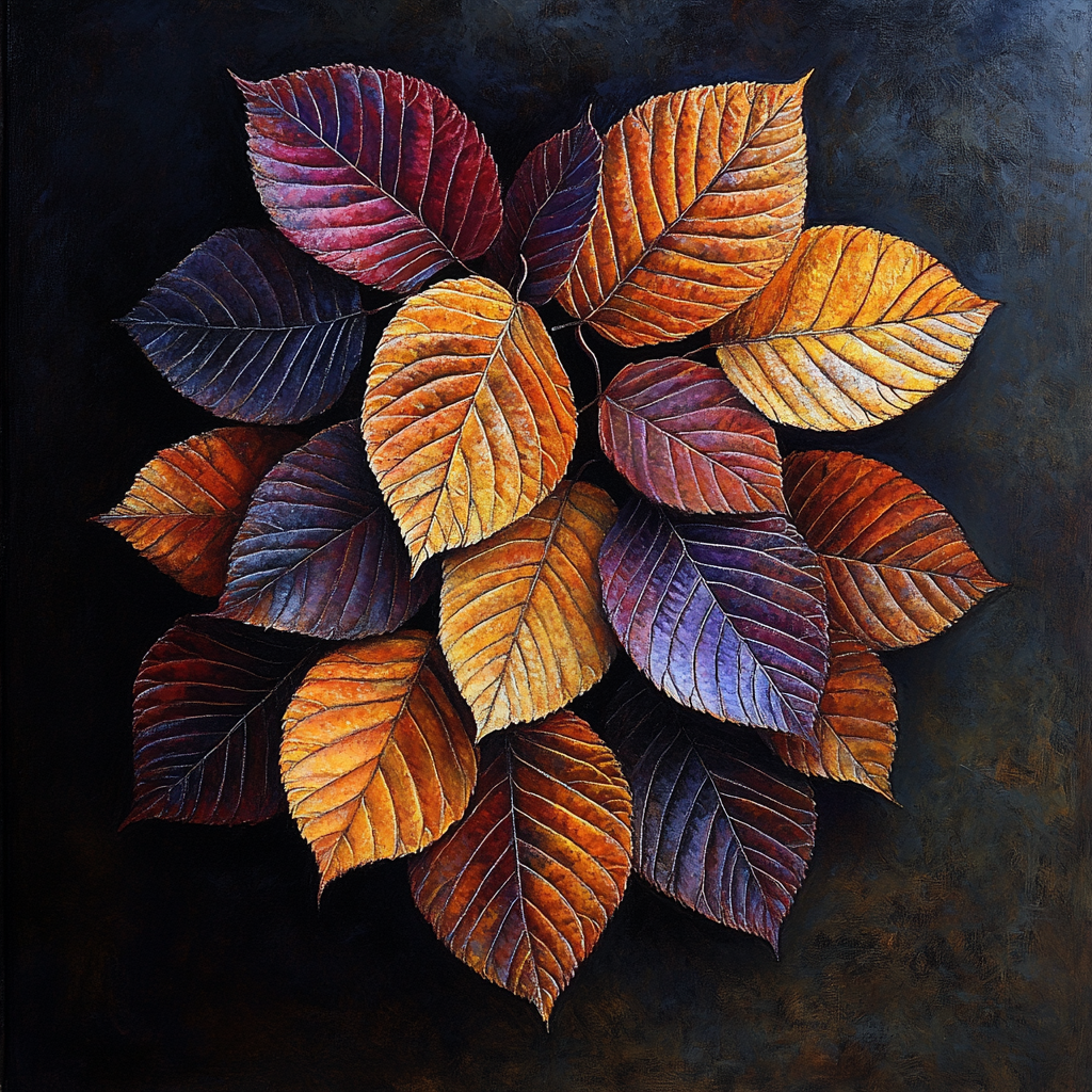 Caravaggio Inspired Autumn Leaf Cascade paint by color