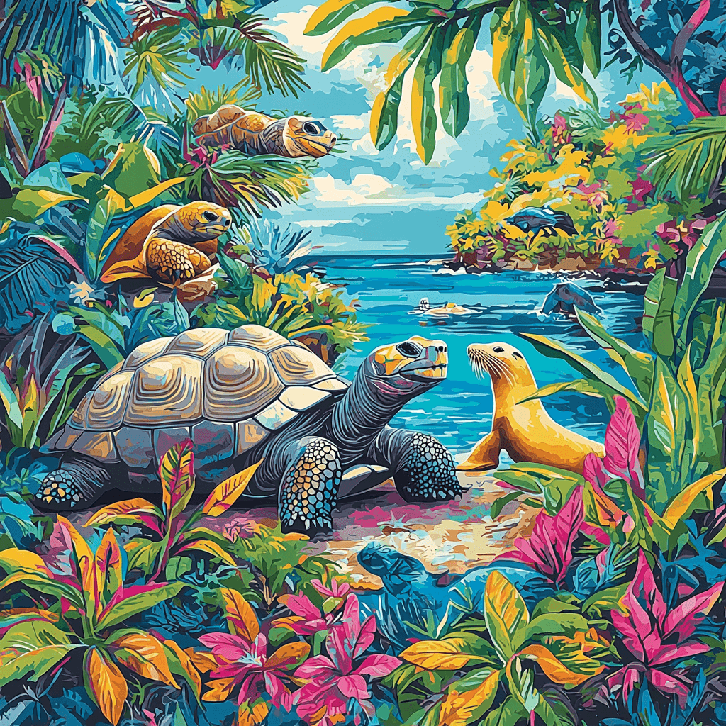 Galapagos Islands Wildlife Numbered Painting Kits