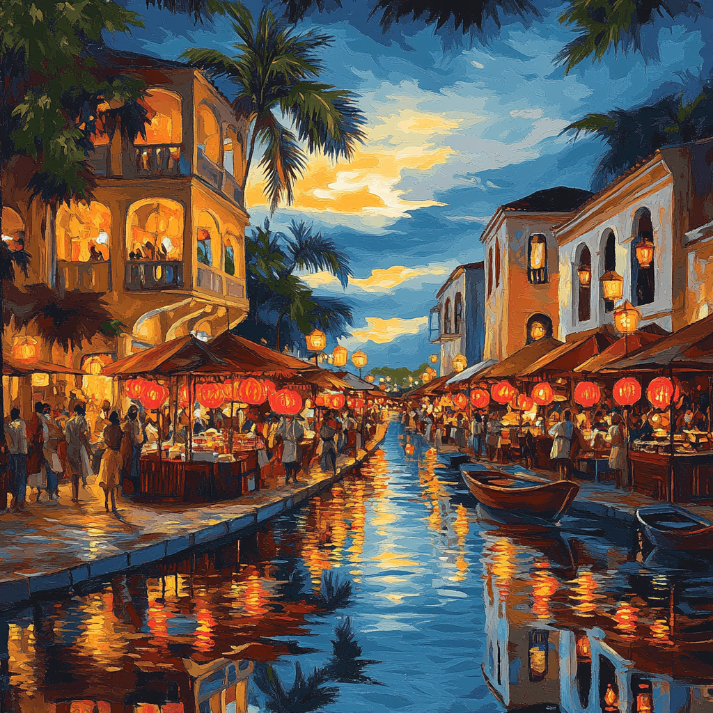 Harborfront Night Market Penang Malaysia paint by numbers