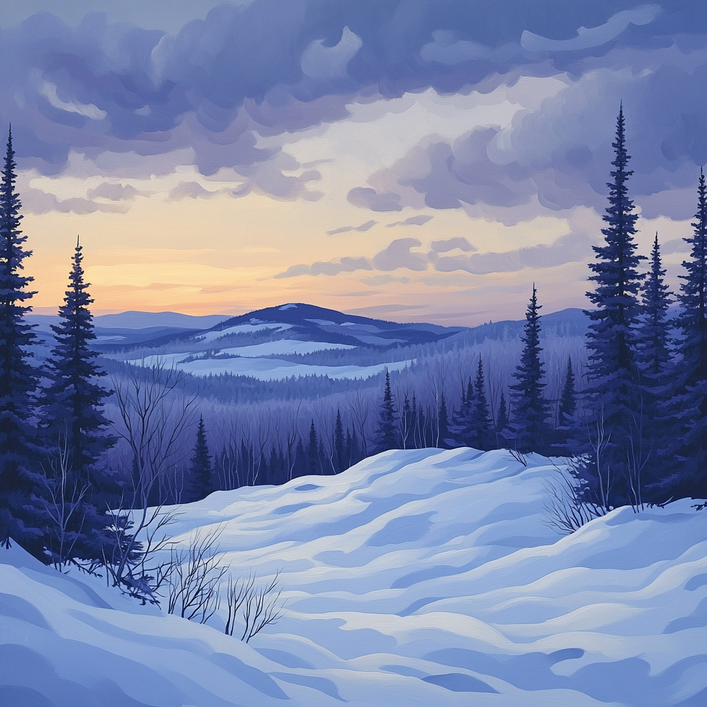 J. E. H. MacDonald Inspired Winter Boreal Ridge At Twilight Paint by numbers art