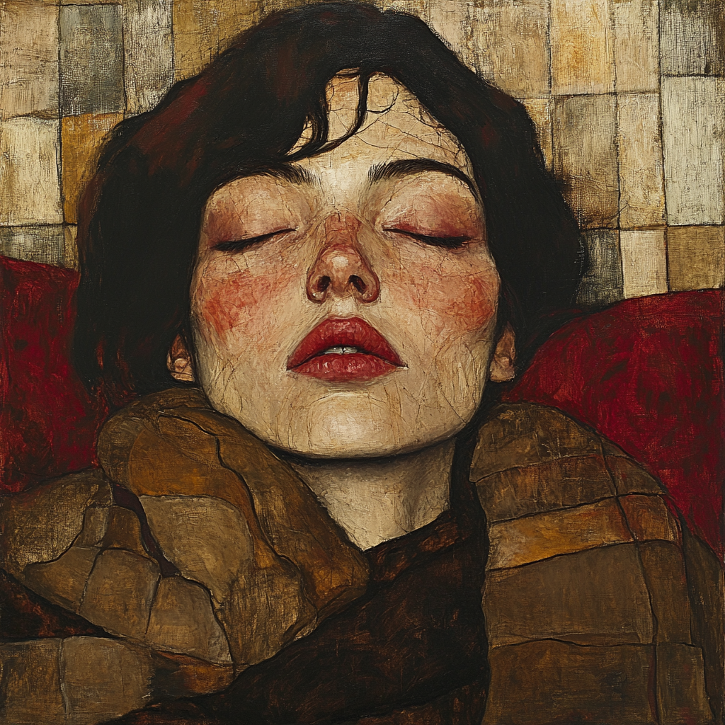 Egon Schiele Inspired Expressionist Portrait paint by color
