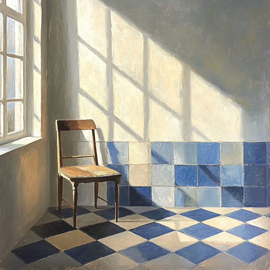 Johannes Vermeer Inspired Sunlit Delft Interior With Blue Tiles Number painting