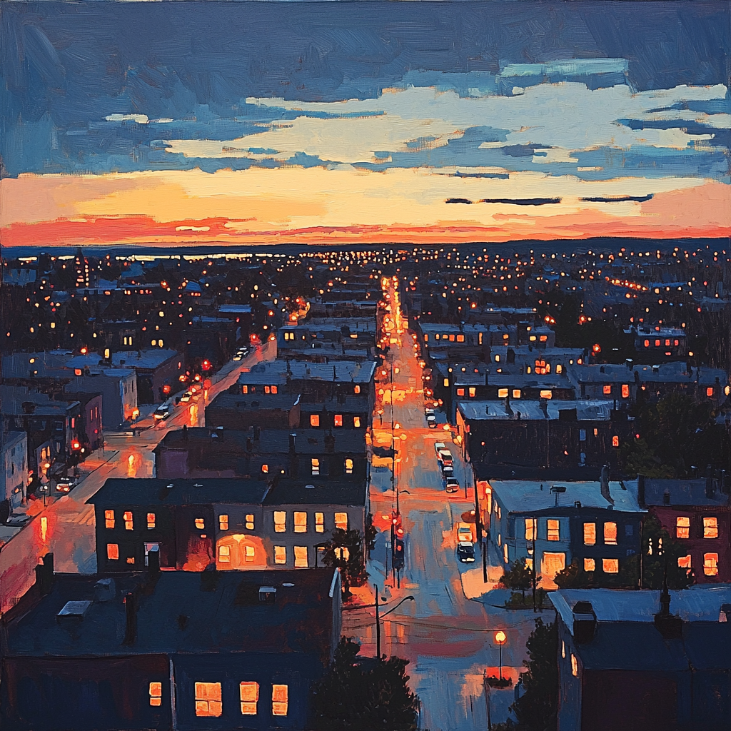 Edward Hopper Inspired Cinematic Cityscape Painting Number Kit