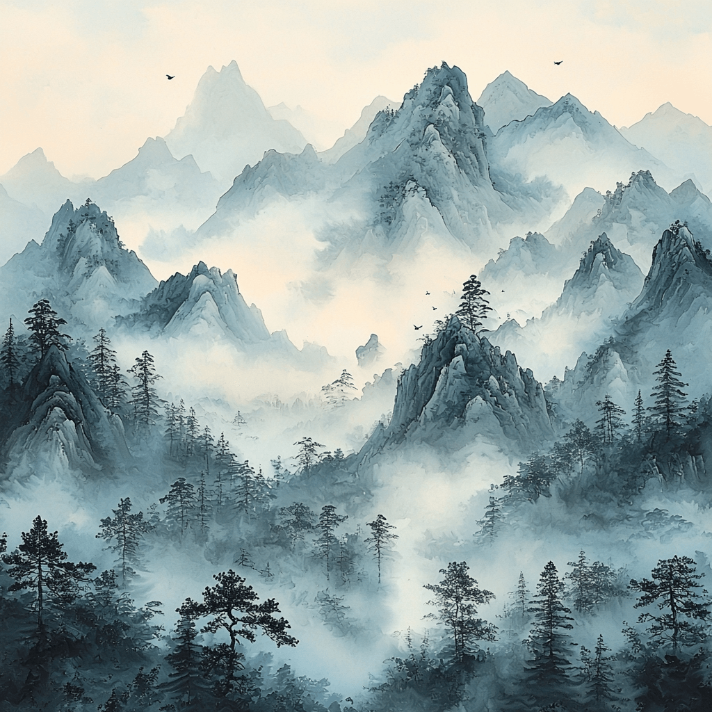 Li Keran Inspired Meditative Mountain Peaks Paint By Numbers Art