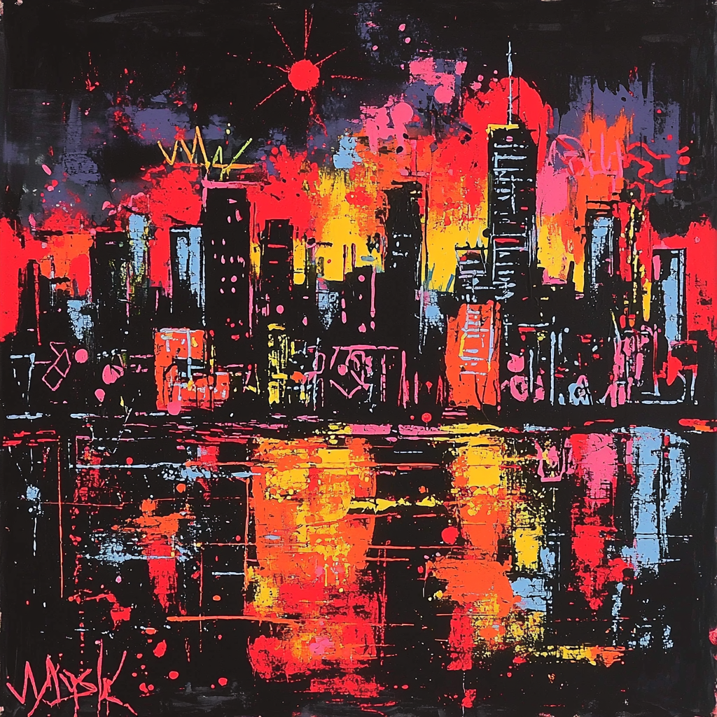 Basquiat Inspired Urban Graffiti Skyline DIY Paint By Numbers