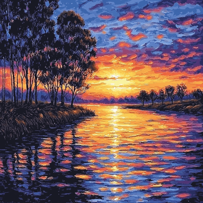 Claude Monet Inspired Sunset Over The Seine Paint By Numbers
