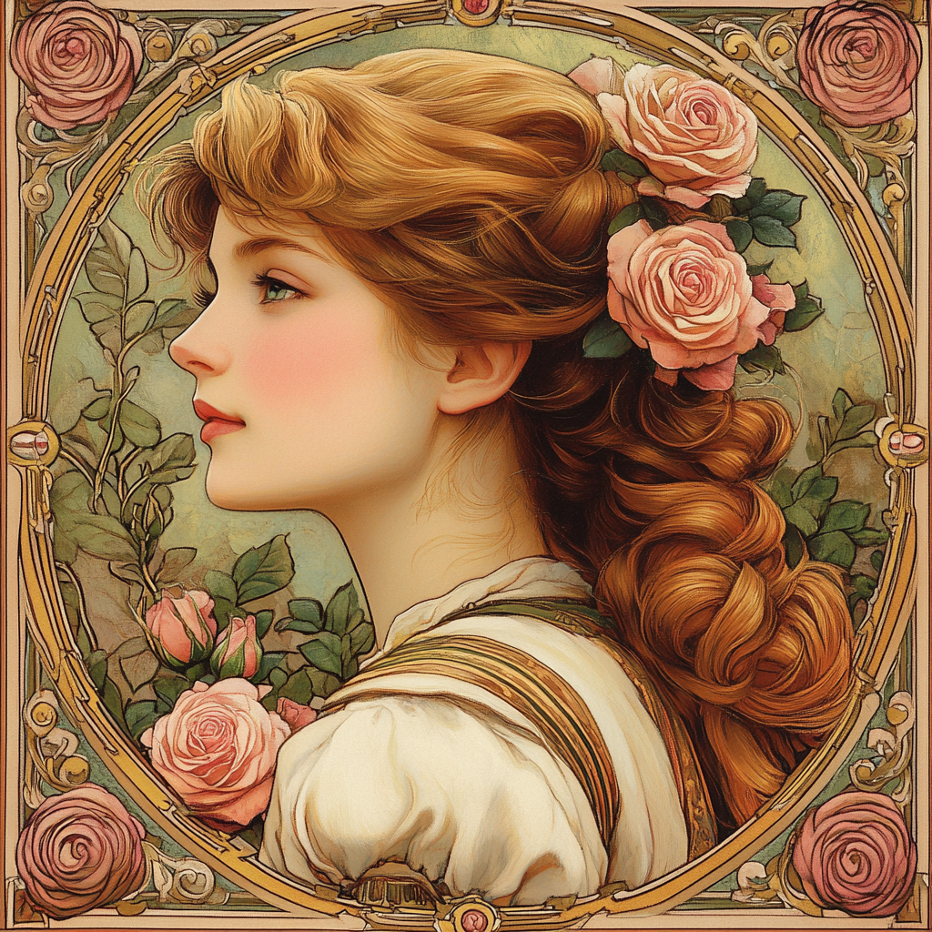 Alphonse Mucha Inspired Flower Poster paint by number