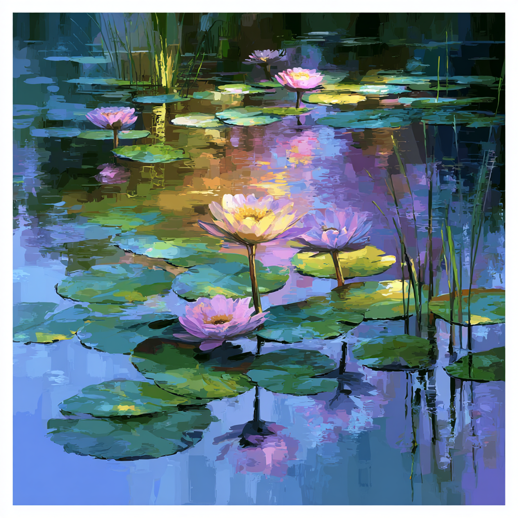 Monet Inspired Water Lily Pond paint by numbers