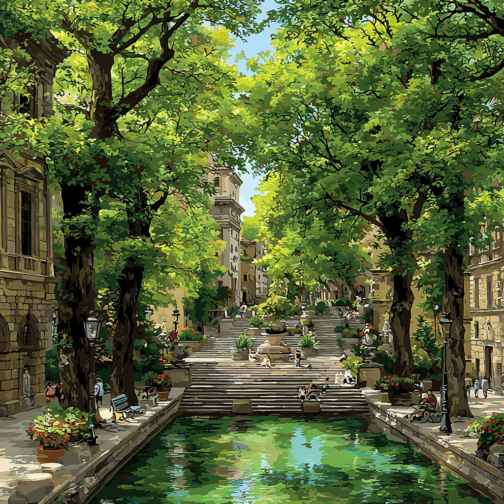 Athens National Garden Urban Oasis Greece paint by color