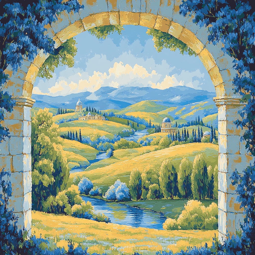 Raphael Inspired Luminous Arched Valley paint by numbers