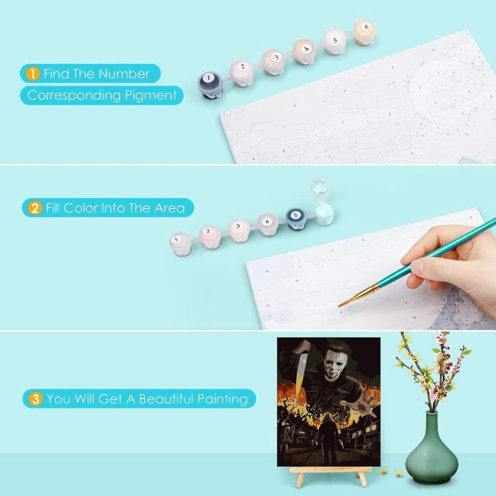 4 Pack Halloween Paint By Numbers Kit For Adults