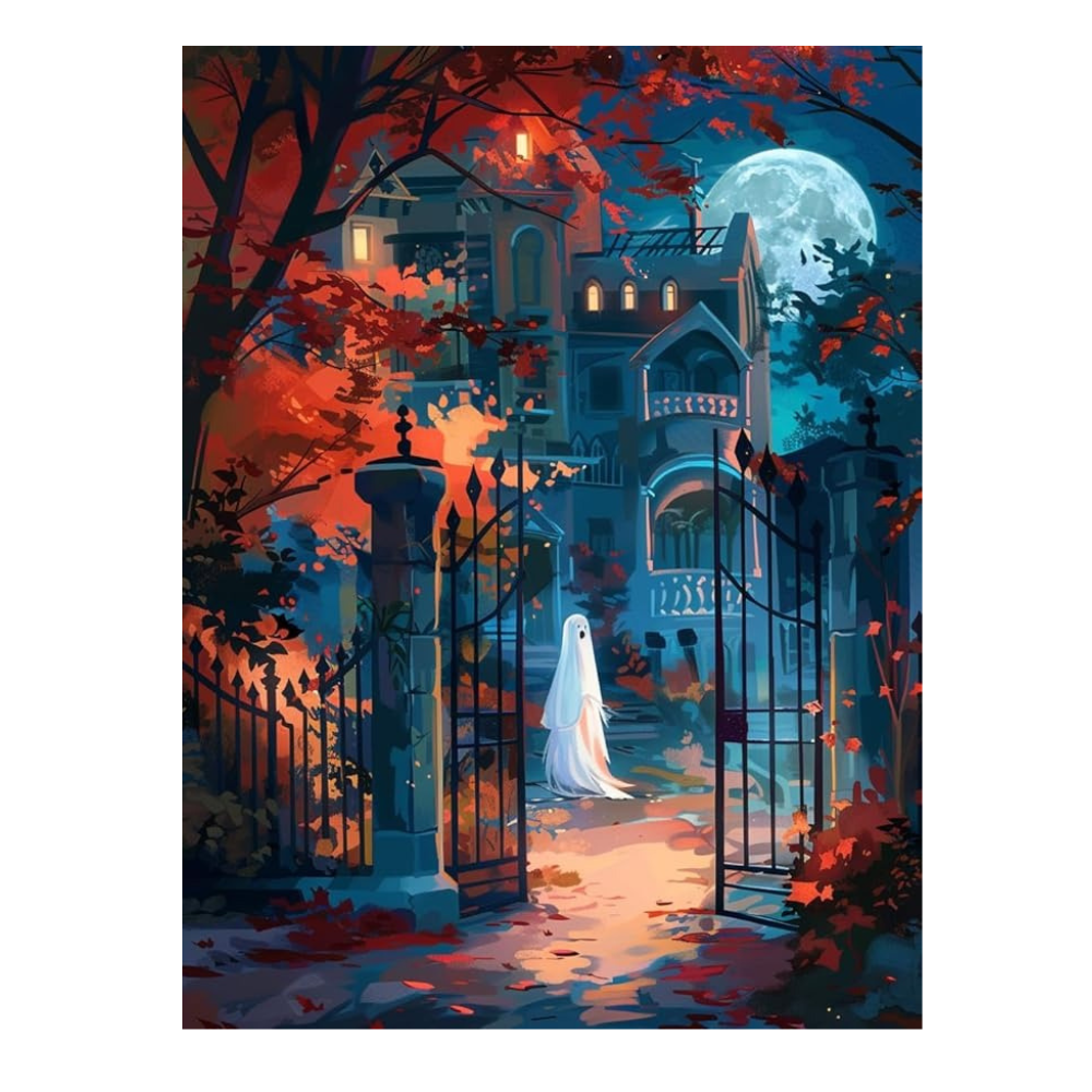 Full Moon Pumpkin Halloween Paint by Numbers