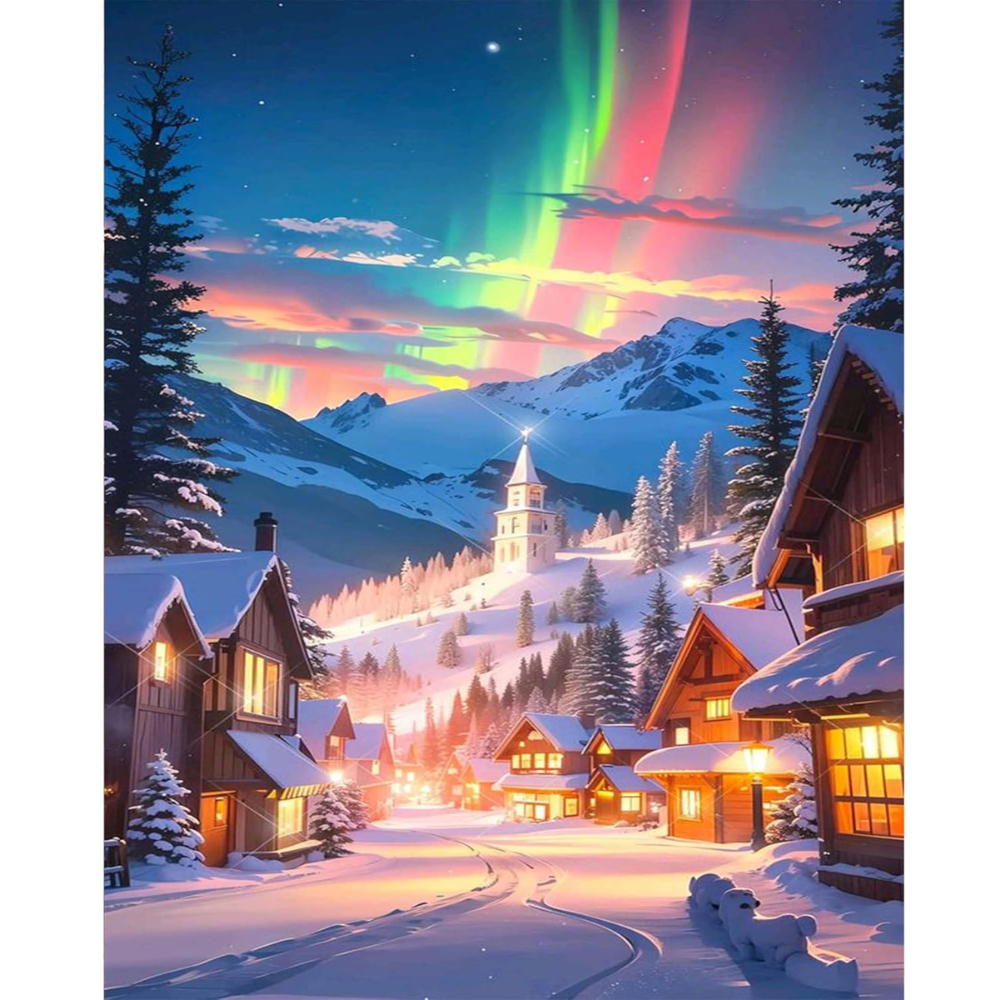 Christmas Tree Paint by Numbers DIY Canvas Kit Without Frame