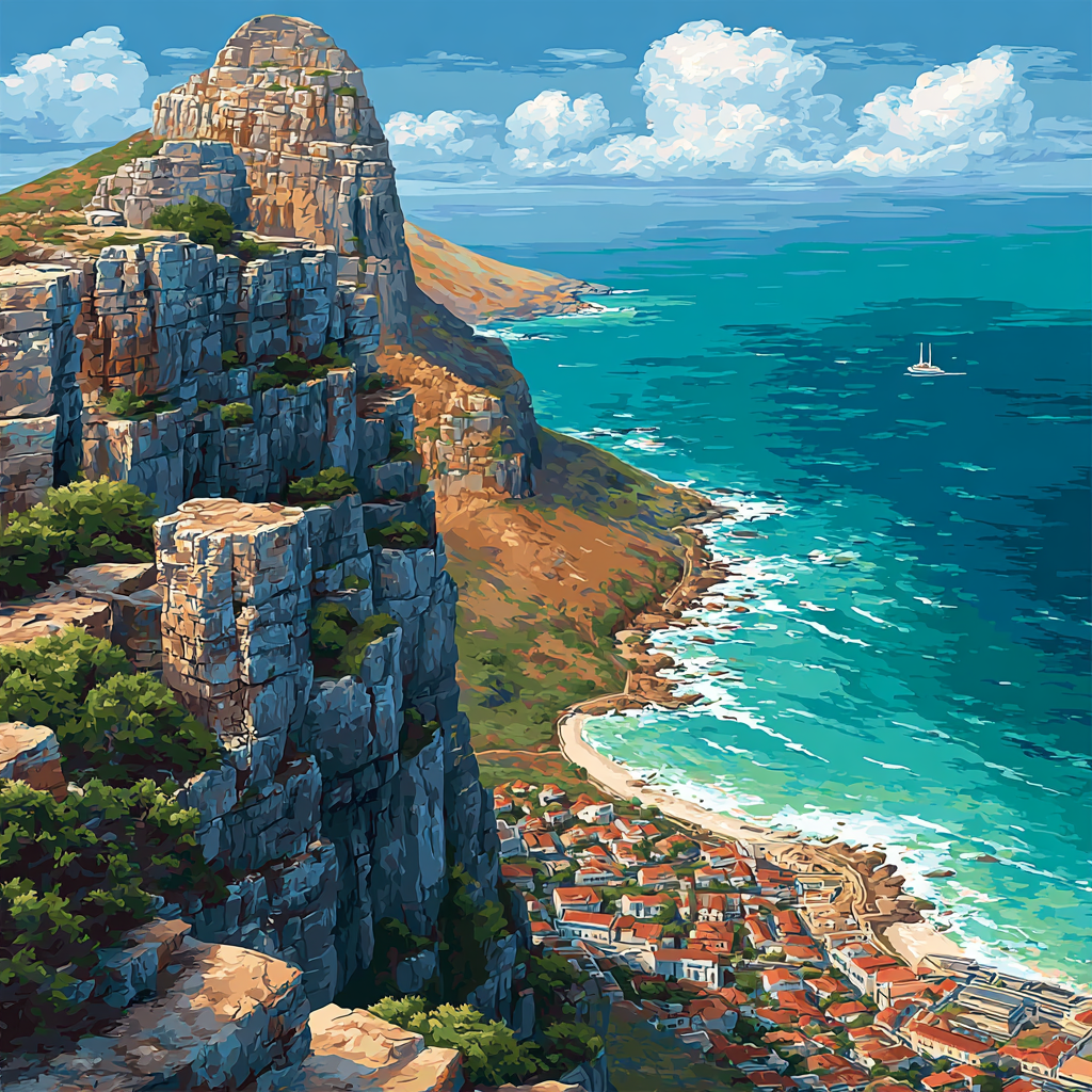 Table Mountain Cableway View Cape Town South Africa paint by color