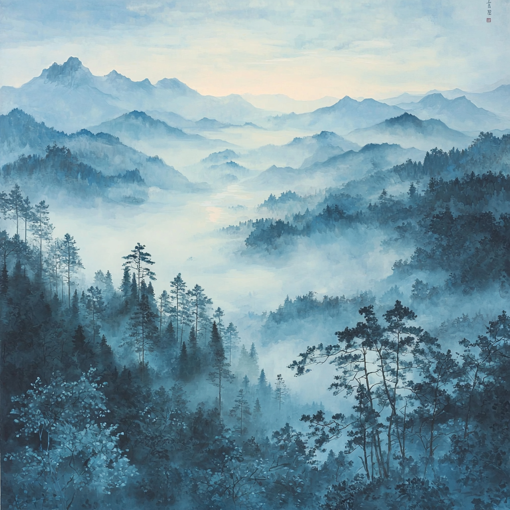 Zhao Mengfu Inspired Transcendence Of Misty Horizons DIY Paint By Numbers