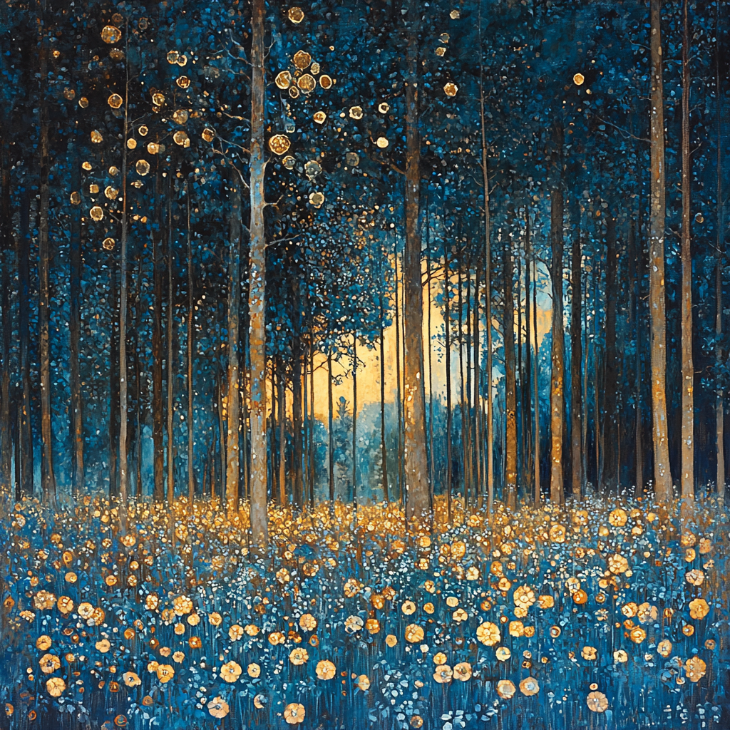 Gustav Klimt Inspired Forest Symphony In Blue DIY Paint By Numbers