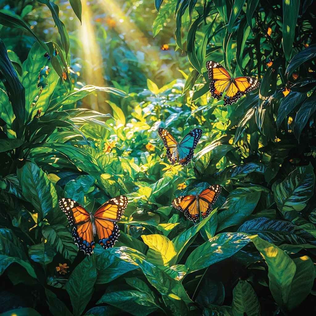 Botanical Garden Butterfly Sanctuary painting number kit