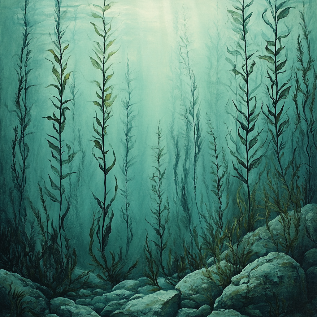 Leonardo Da Vinci Inspired Submerged Kelp Forest Number painting