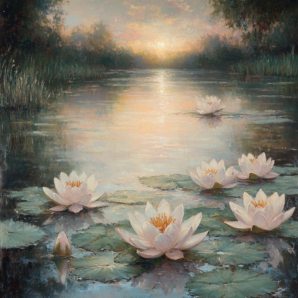 Monet Inspired Morning Garden Pond Paint by numbers art