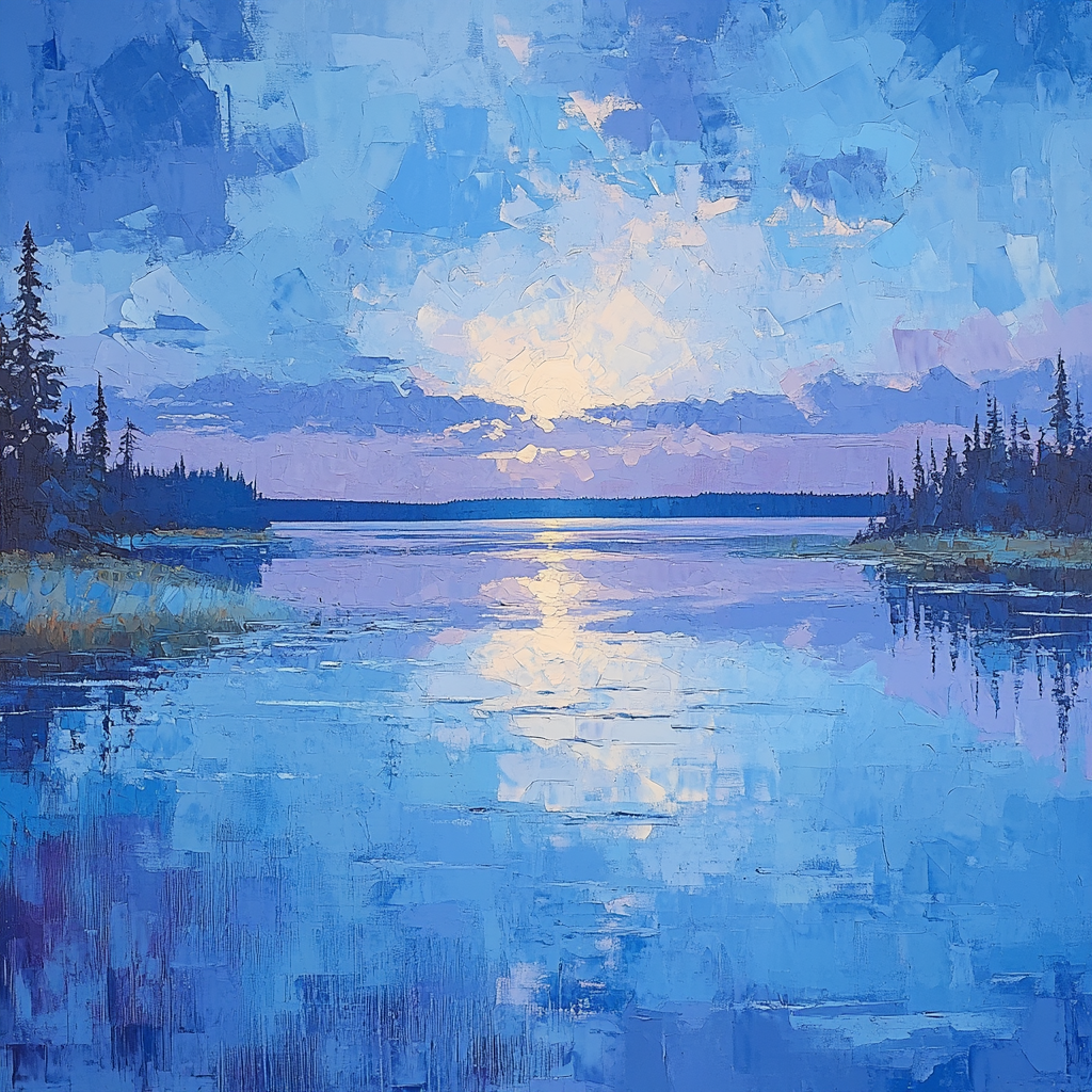 Frederick Varley Inspired Luminous Northern Lake Reflections paint by color