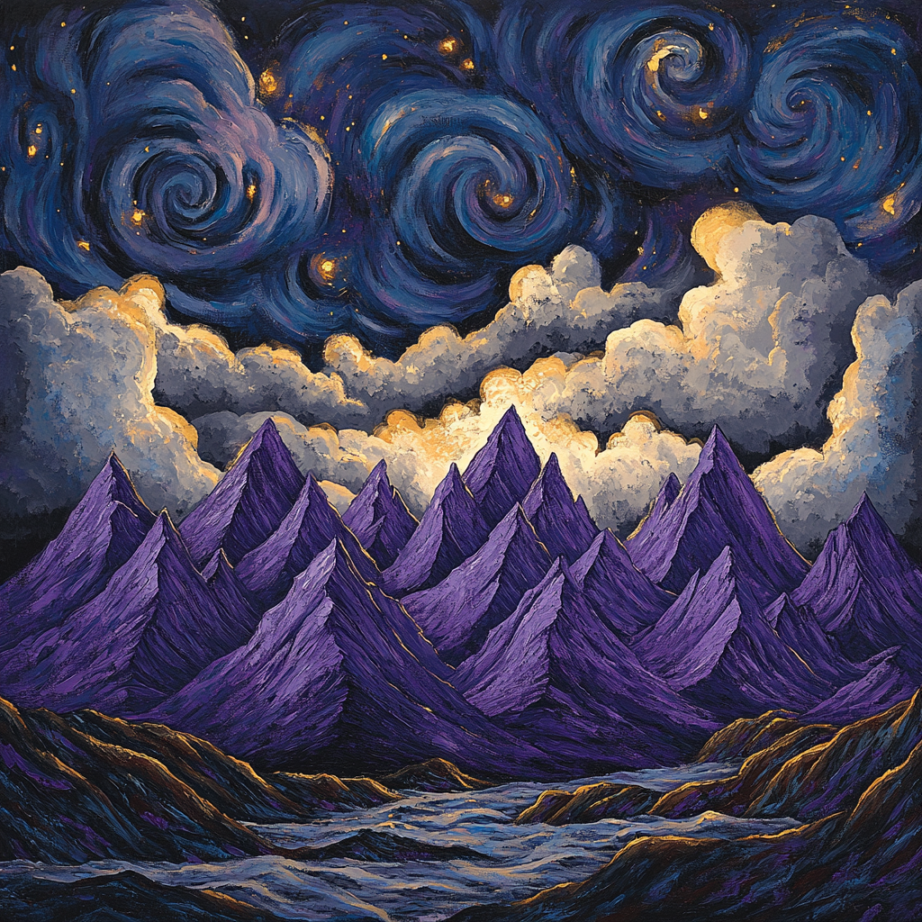Frederick Varley Inspired Storm-Charged Violet Mountainscape DIY paint by numbers