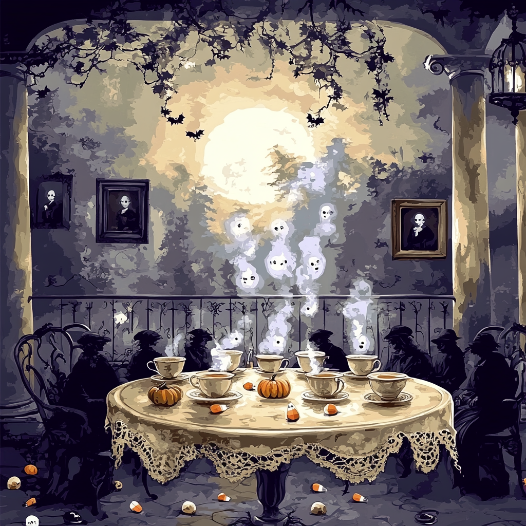 Phantom Tea Party Spooky Edition paint by numbers