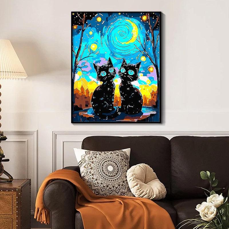 Paint By Numbers Kit Black Cat Canvas Art