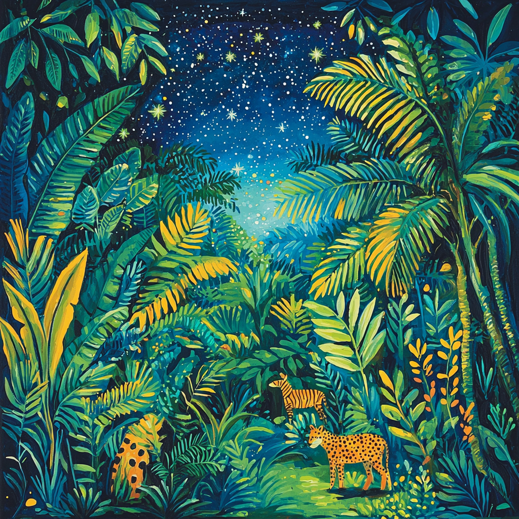 Henri Rousseau Inspired Galaxy Safari Paint By Numbers Art