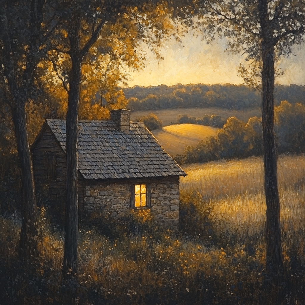 Rembrandt Inspired Quiet Cottage Bathed In Evening Light Paint by numbers art