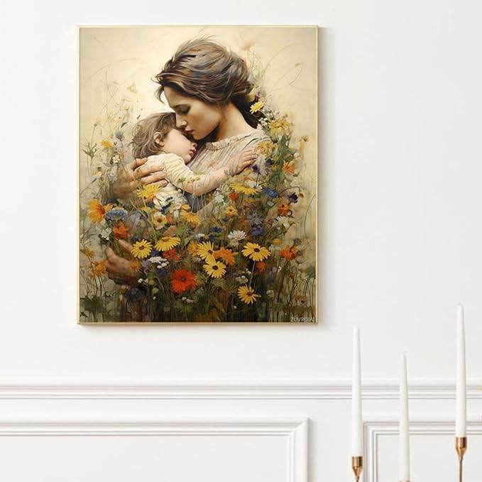 Paint by Numbers Mother's Day for Adults, Acrylic Oil Painting by Numbers Kits for Beginner with Paintbrushes Brushes