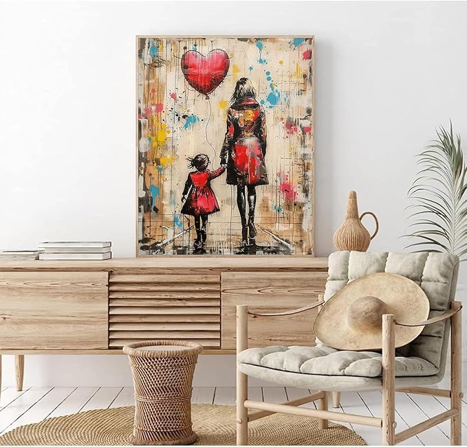 Graffiti Paint by Numbers for Mother and Daughter DIY Painting on Canvas with Acrylic Paints