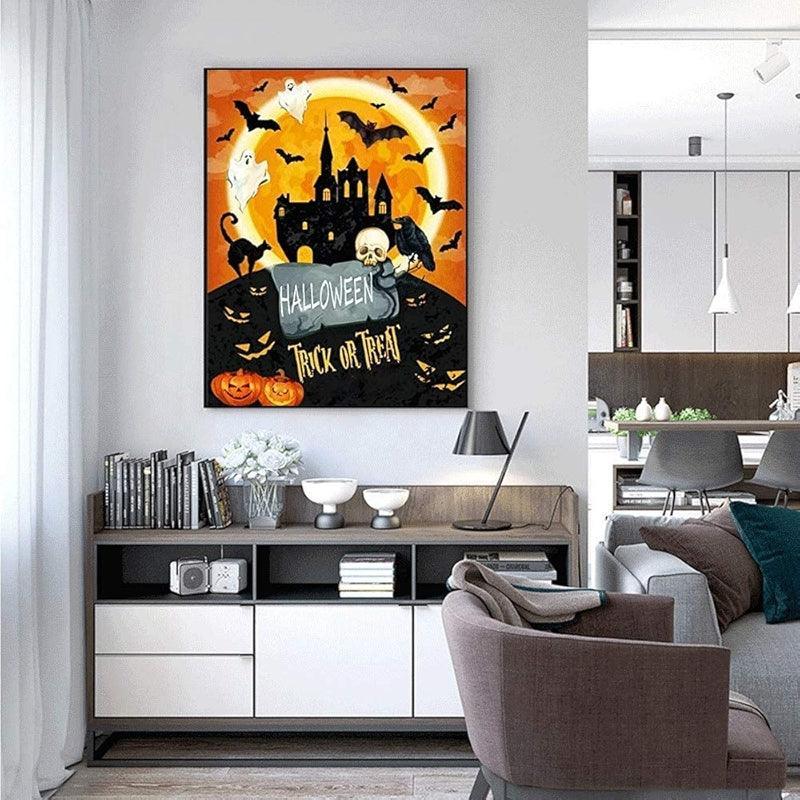 Diy Paint By Numbers Kit For Halloween Pumpkin Decoration