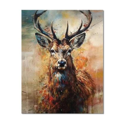 Framed Paint By Numbers Kit Easy Crafts DIY Deer Canvas Art