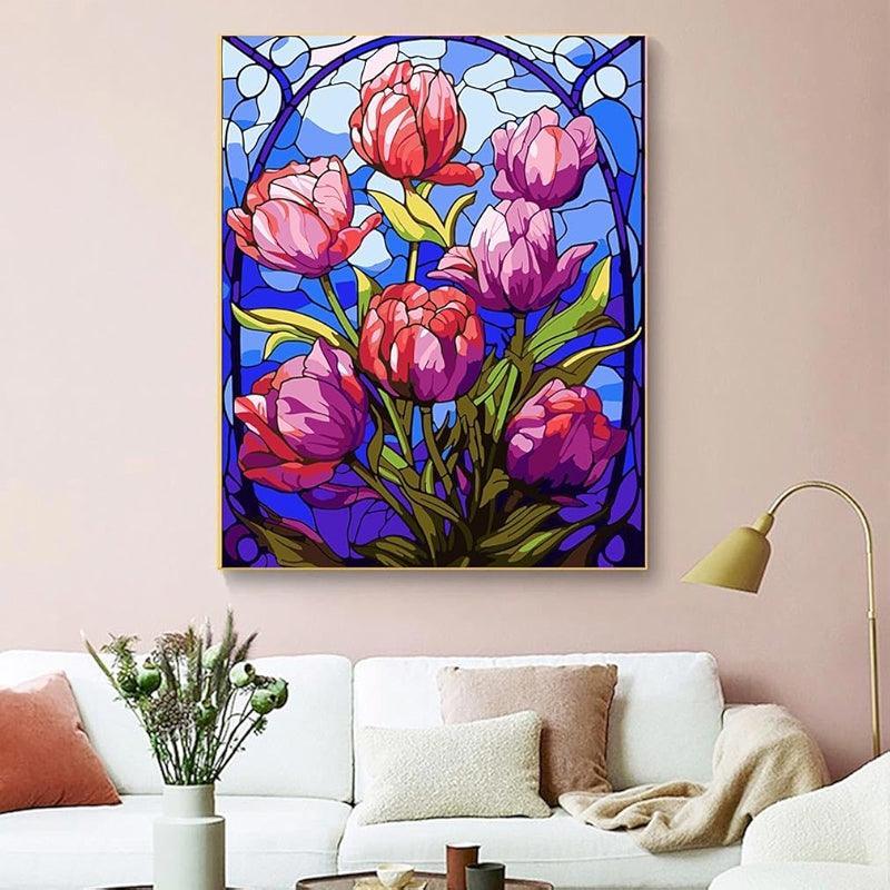 Paint By Number Kit For Adults And Beginners Cat Flowers