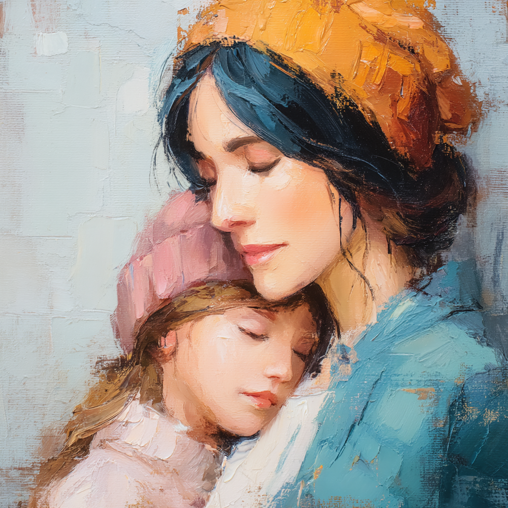 Mother's Gentle Embrace Paint By Numbers Art