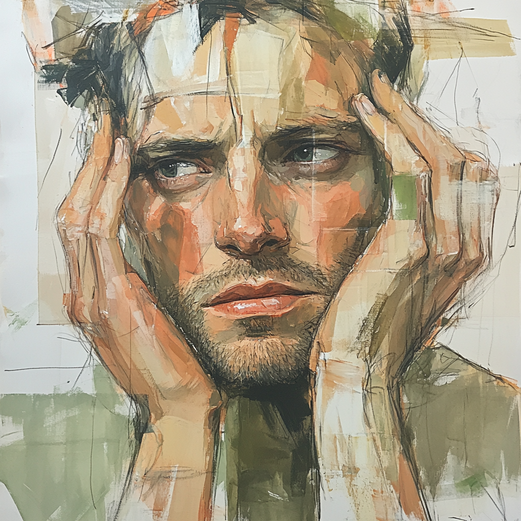Egon Schiele Inspired Intense Portrait Numbered painting kits